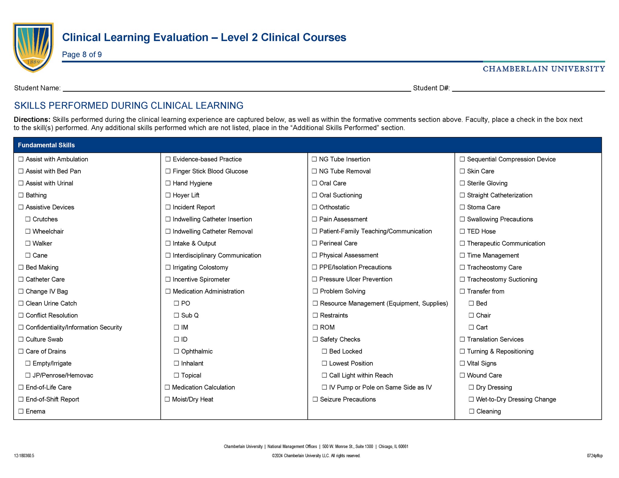 Picture of Clinical Learning Evaluation - Level 2 Clinical Courses (Interactive Electronic Only)